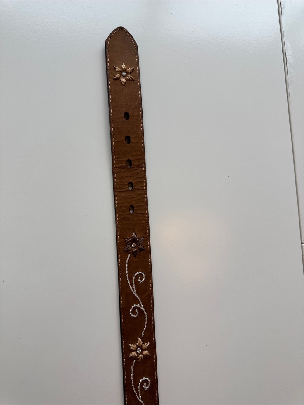 Nocona Brown Leather Floral Western Belt with Engraved Silver Buckle - Medium - Picture 5 of 9